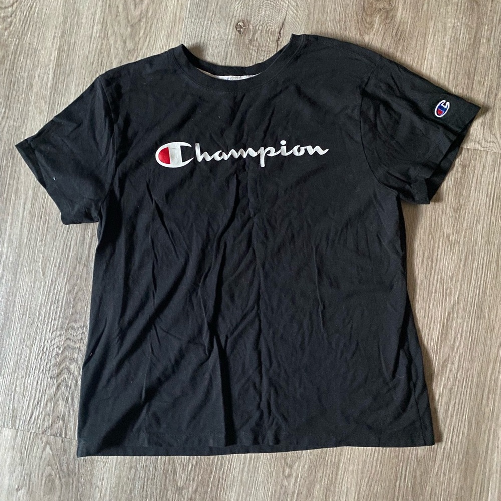 Champion Classic Black Tee with Logo